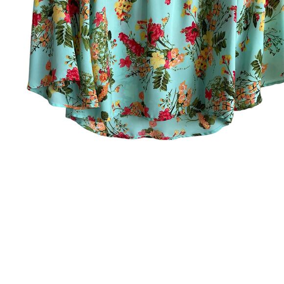 Fig & Flower Women Top S Turquoise Floral Boho Cottage Grandma Peasant Hippie‎ - Picture 9 of 11